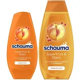 Schauma Schwarzkopf Shampoo Superfruit & Glanz (1x 400 ml) stärkt normales Haar, Glanz-Shampoo mit Superfruit-Extrakt & Spülung (1x 250 ml) vitalisierende Haarspülung