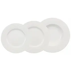 Tafelservice VILLEROY & BOCH "Wonderful World White", weiß, 12 tlg., Fine China-Porzellan, Geschirr-Sets, Made in Germany, Fine China Porzellan
