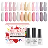 AIMEILI Gel Nagellack UV LED Gellack Farben Set 12 pcs 8ml Soak Off Nägel Farbgel Kit 3