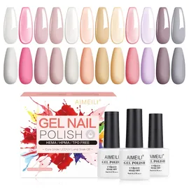 AIMEILI Gel Nagellack UV LED Gellack Farben Set 12 pcs 8ml Soak Off Nägel Farbgel Kit 3