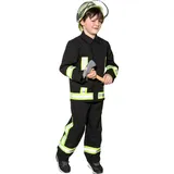 Feuerwehr Kostüm Samy für Kinder Uniform schwarz - Schwarz - 104
