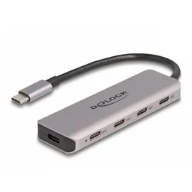 DeLock 64238 USB-Hub 4 Port USB-C® USB 3.2 Gen1 5 GBit/s mit USB-C® Stecker Grau 64238