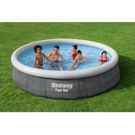 BESTWAY Fast Set Aufstellpool-Set 366 x 76 cm inkl. Filterpumpe rattanoptik