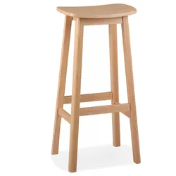 Barhocker Beige Holz Industriestil | Küchenstuhl mit Fußstütze für Hochtische | Sitzgelegenheit mit Naturholzoptik für Theken | Kadima Design