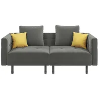 Yaheetech Schlafsofa 2-Sitzer-Sofa mit Sitz- & Liege- & Schlafmodus, Klappsofa mit 4 Kissen Multifunktionale Couch für Wohnzimmer grau