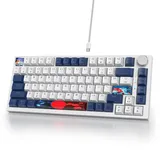 SOLIDEE Verkabelte 75% Mechanische Gaming-Tastatur,hot-swap-fähige Mechanische Tastatur mit Gasket Struktur,RGB-Hintergrundbeleuchtung,82 Tasten Kompakt TKL mit Drehknopf(82 Blue White)
