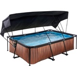 EXIT TOYS Wood Pool 220 x 150 x 65 cm inkl. Filterpumpe und Sonnensegel