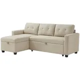 VitaliSpa Eckcouch Polyester 2-Sitzer Beige