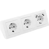 McPower Steckdosenblock McPower ''Flair'' weiß, 3-fach Schutzkontakt + USB-C / USB-A