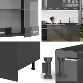 Vicco Küchenzeile R-Line 300 cm Anthrazit Hochglanz