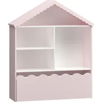 [en.casa] Kinderregal Vestnes 114 x 91 x 30 cm Holz massiv rosa-weiß