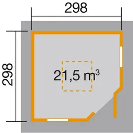 Weka Mediterrana 5-Eck 2,98 x 2,98 m natur mit Dachaufsatz