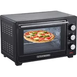 Steinborg Minibackofen 25 Liter | Pizzaofen 25L mit Umluft schwarz