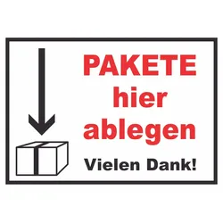Pakete hier ablegen Schild A6 (105x148mm)
