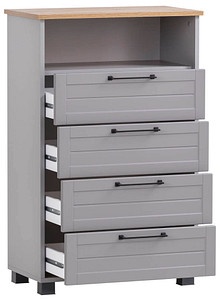 Produktbild MÖBELPARTNER Regalschrank Jelda, 154807 platingrau, landhaus-eiche 62,4 x 34,1 x 102,0 cm