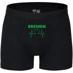 multifanshop Herren Boxer Short - Bremen - Herzschlag - Druck grün - Unterwäsche