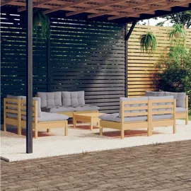 vidaXL Garten-Lounge-Set 9-tlg. grau Kiefernholz