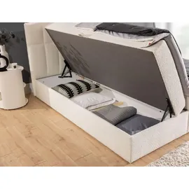 Fun Möbel Boxspringbett Schlafzimmerbett DOMINGA PREMIUM 180x220cm Stoff Coral Dunkelbeige