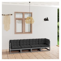 vidaXL 4-Sitzer-Gartensofa mit Kissen Kiefer Massivholz,