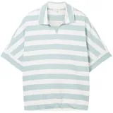 TOM TAILOR Damen T-Shirt mit Polokragen, blau, Streifenmuster, Gr. XXL