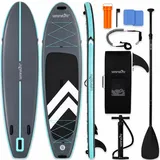 SereneLife Stand Up Paddling Board Aufblasbar, SUP 84cm bis 160kg für Erwachsene – Standup Paddle Board Set mit Paddel, Pumpe, Rucksack