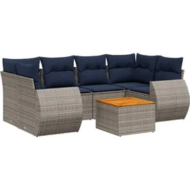 vidaXL Gartensofa-Set mit Kissen, grau, Polyrattan