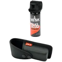 Pfefferspray + Holster - VESK RSG-Police 50ml/63ml + Hartschalen-Holster passend für 40-63ml Pfefferspray - Bundle: hochwertiges VESK Pfefferspray + hochwertiges Holster (Holster + 50ml Breitstrahl)