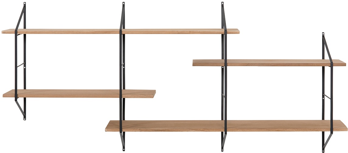 Etagère murale XL modulable en bois clair et métal noir L191 cm BRIDGE