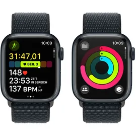 Apple Watch Series 9 GPS + Cellular 41 mm Aluminiumgehäuse mitternacht, Sport Loop mitternacht One Size