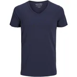 JACK & JONES T-Shirt Basic V-Neck in blauem Navy-L