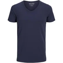 JACK & JONES T-Shirt Basic V-Neck in blauem Navy-L
