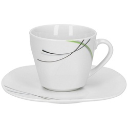 van Well Tasse Kaffeetasse 20cl und Kaffeeuntertasse 14,5cm Donna – weißes Porzellan