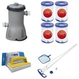 Bestway - Poolsauger AquaClean & Filterpumpe 3028 L/u & 4 Filter Typ II & WAYS Scheuerbürste