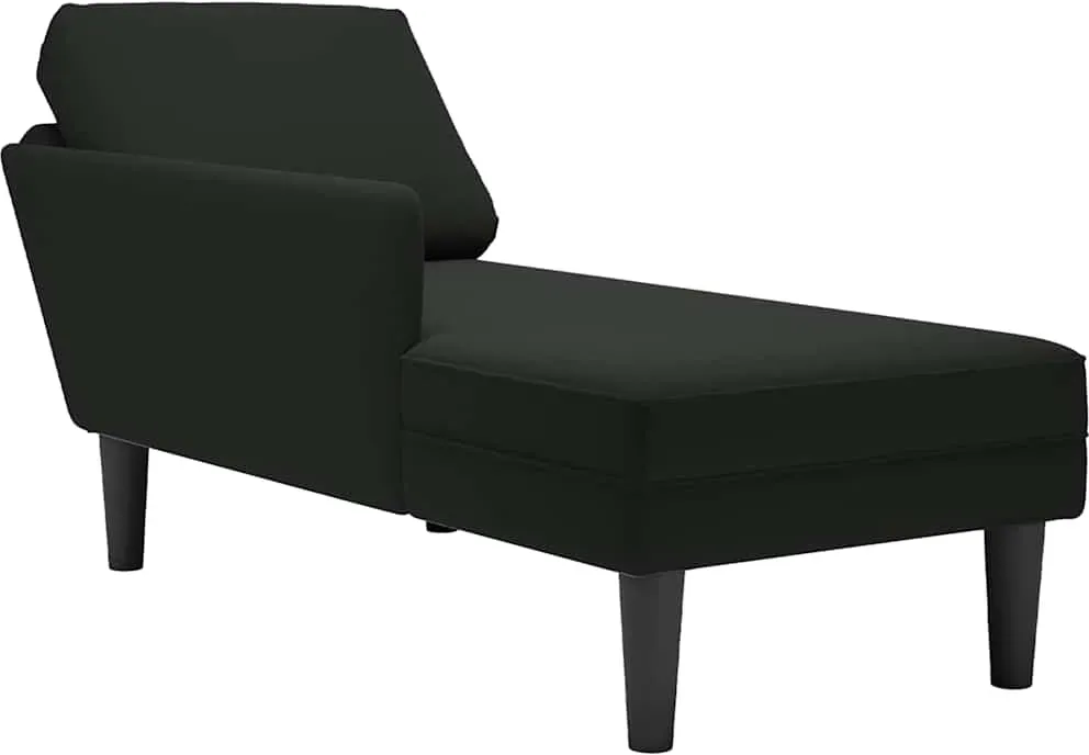 Chaiselongue mit Kissen und Rechter Armlehne Schwarz Samt