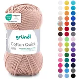 Gründl Wolle Cotton Quick uni - Wolle zum Häkeln aus 100 % Baumwolle - Wolle zum Stricken - glänzendes Baumwollgarn 1 Knäuel 50 g / 125 m - Beige