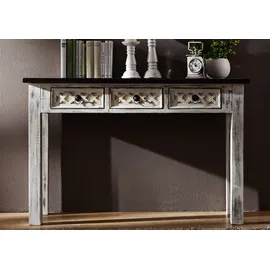 MASSIVMOEBEL24.DE Konsolentisch 120x40x76 Weiß/Braun