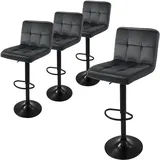 ML-Design Barhocker 4er Set Bezug aus Samt Grau Gepolsterter Drehbar Barstuhl mit Rückenlehne und Fußstütze,