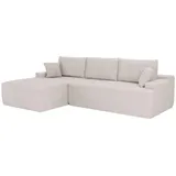 Juskys Eckcouch Cord 3-Sitzer Beige