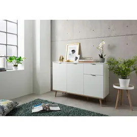 Quartier Kommode 120 x 85 x 40 cm Weiß / Sonoma Eiche