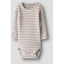 NAME IT "NBNBANI LS BODY NOOS", Mädchen, Gr. 50, N-Gr, lila (elderberry), Jersey, Obermaterial: 57% Baumwolle, 38% Modal, 5% Elasthan, geringelt, gestreift, regular fit, Rundhals, Bodys