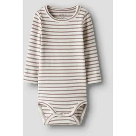 NAME IT "NBNBANI LS BODY NOOS", Mädchen, Gr. 50, N-Gr, lila (elderberry), Jersey, Obermaterial: 57% Baumwolle, 38% Modal, 5% Elasthan, geringelt, gestreift, regular fit, Rundhals, Bodys