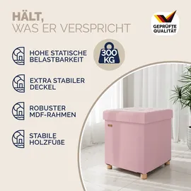 CASARIA Sitzhocker mit Stauraum Samt Rosa