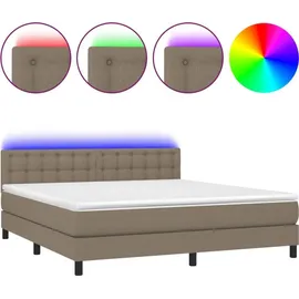 vidaXL Boxspringbett mit Matratze & LED Taupe 180x200 cm Stoff
