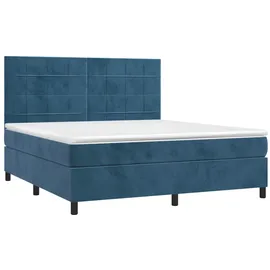 vidaXL Boxspringbett mit Matratze & LED Dunkelblau 160x200 cm Samt