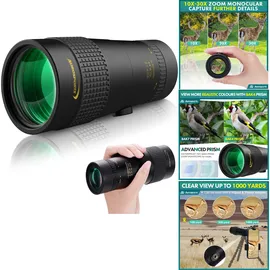 Aurosports 10-30x40 Zoom Monokular Teleskop Erwachsene, Bak4 Prisma Dual Fokus Kompakt