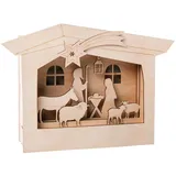 Rayher Holzbausatz 3D-Motivrahmen Krippe beige
