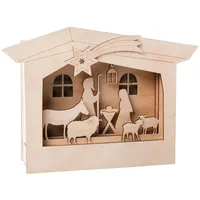 Rayher Holzbausatz 3D-Motivrahmen Krippe beige