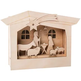 Rayher Holzbausatz 3D-Motivrahmen Krippe beige