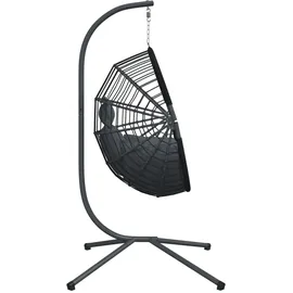 vidaXL Hängesessel Ei-Design Rattan 0 x 0 x 0 cm Grau mit Kissen