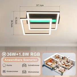 ZMH 1 x 36W eckig schwarz
